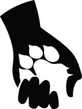 Dog & Hand Vinyl Decal Sticker