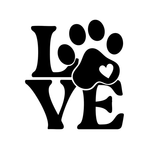 Paw print love sticker dog - love,